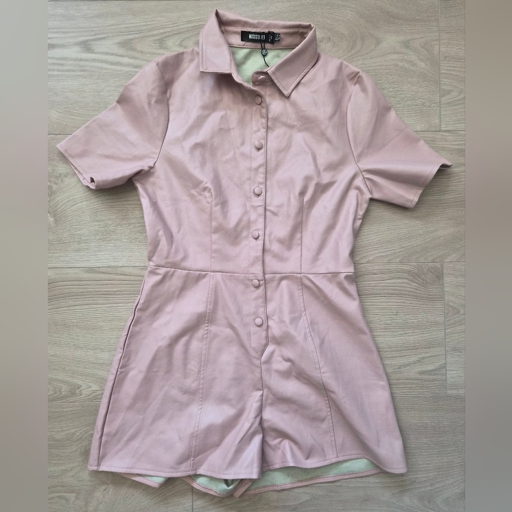 Blush Faux Leather Romper - Picture 2 of 4